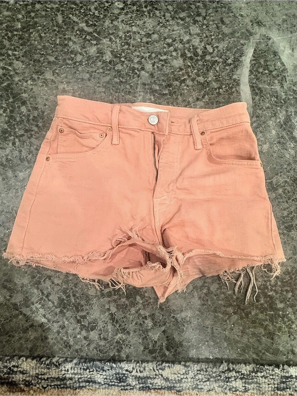 Mother Dodger Fray Pink Jean Shorts